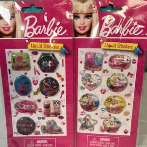 Vintage- 2pkgs- NIP BARBIE LIQUID STICKERS- 16 STICKERS- SPARKLES- MATTEL 2010